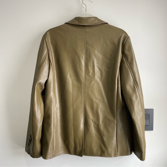 Urban Outfitters Oversized Jules Faux Leather Blazer Olive Small - Picture 9 of 15